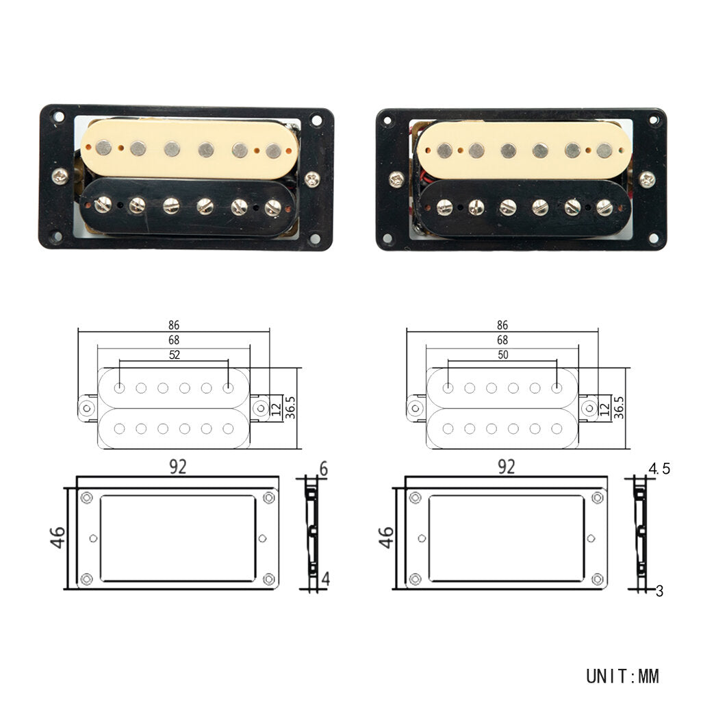 2 PCS Guitar Pickup Zebra Faced Humbucker Double Coil Electric Guitar Pickups 50/52mm Guitar Accessories