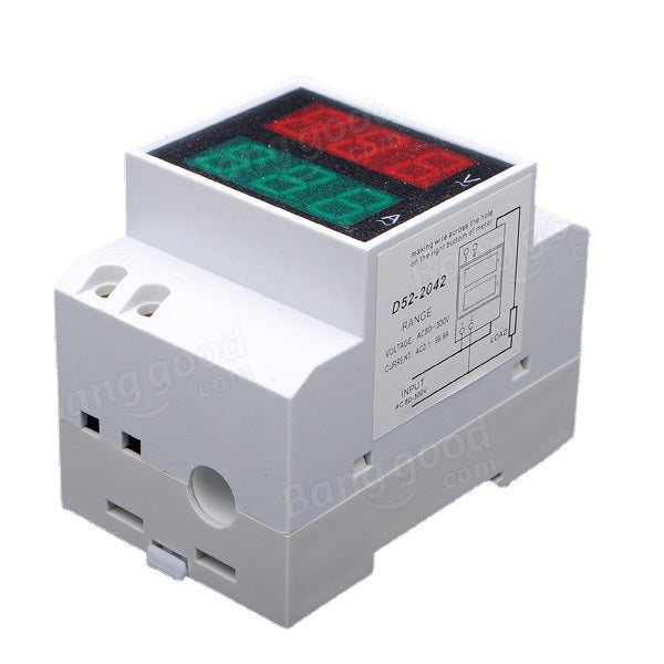AC 80-300V Din Rail AC LED Dual Display Volt Meter Ammeter Voltage Ampere Gauge