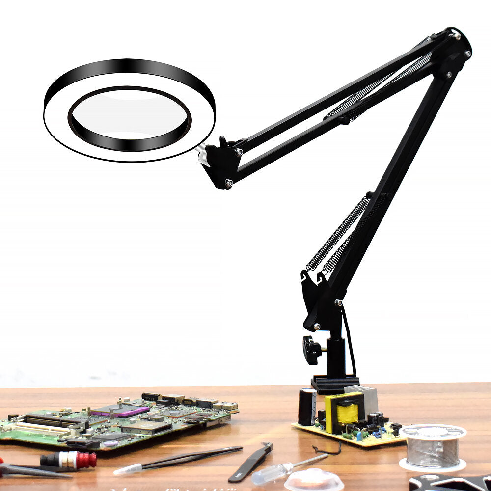 Flexible Desk Magnifier 5X USB LED Magnifying Glass 3 Colors Illuminated Magnifier