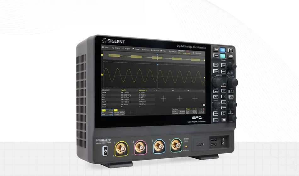 Oscilloscope 200MHz Bandwidth 4 Channels 2GSa/s Sampling Rate 12-bit High Resolution TFT-LCD Touch Screen