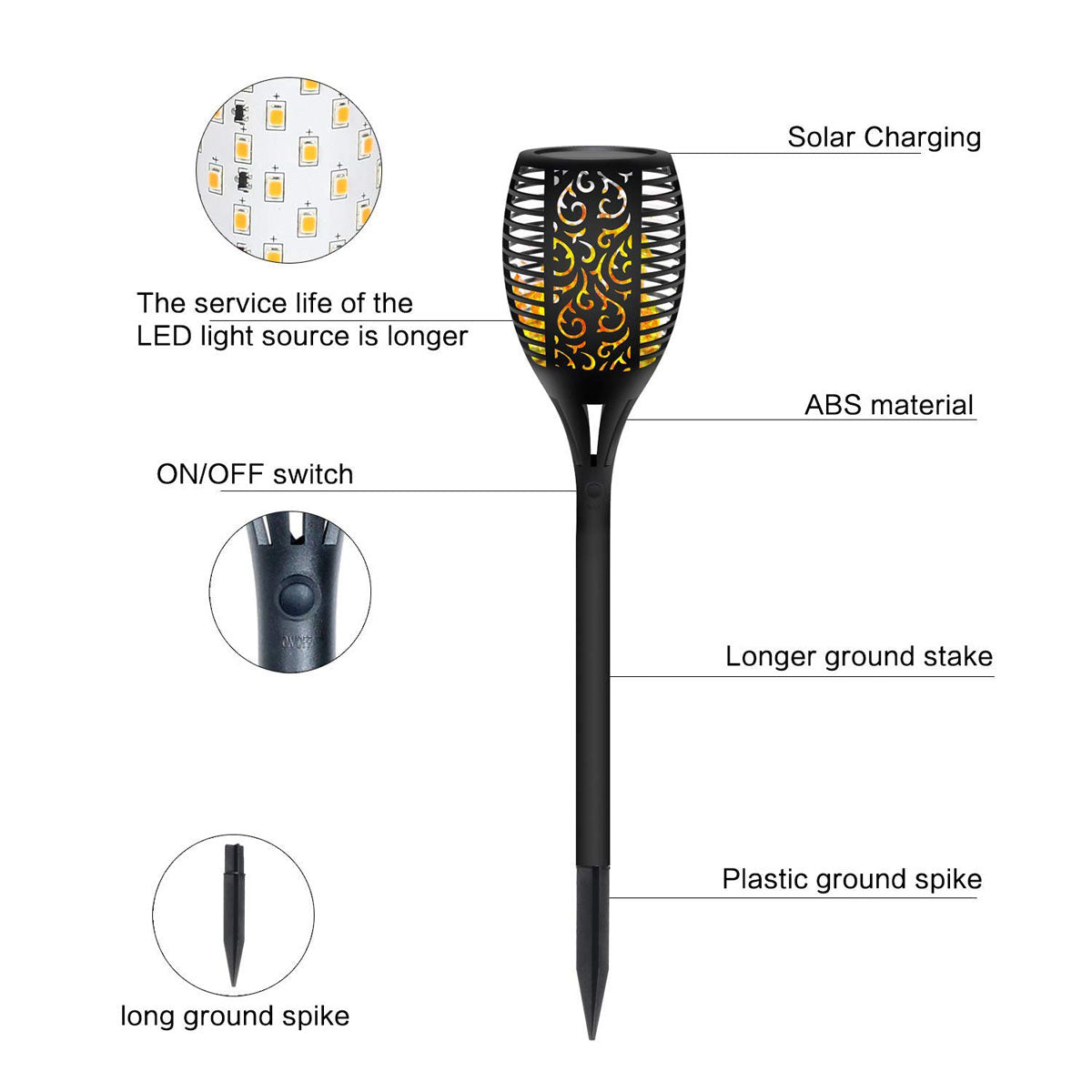 33LEDs 56CM Height Waterproof Solar Fire Torch Light Flickering Flame Lamp Outdoor Landscape Garden Lighting