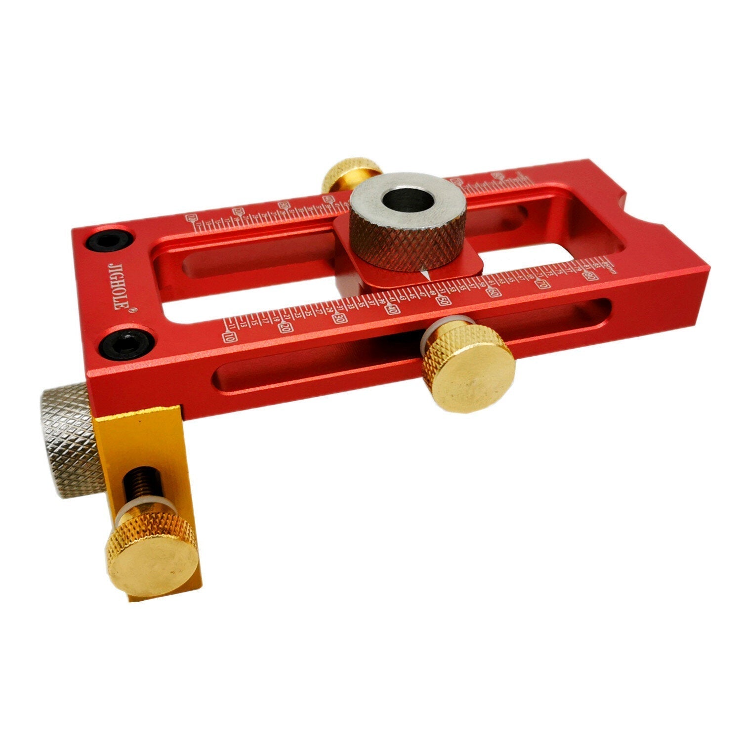 Aluminum Alloy 2-in-1 Screw Jig Adjustable Pocket Hole Drill Guide for Woodworking - 4/5 Drill Sleeves Included
