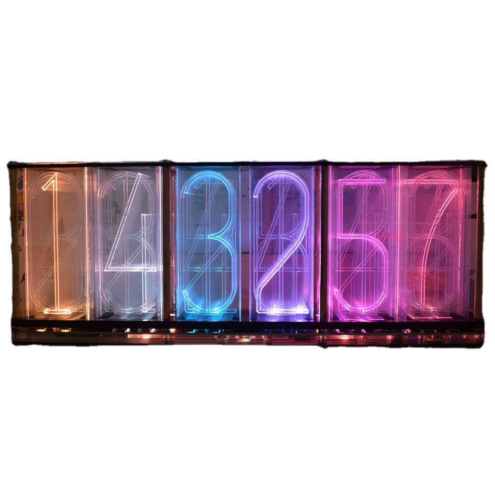 Oversize Font Analog Nixie Tube Clock Rainbow LED Full Color Music Spectrum DIY Kit