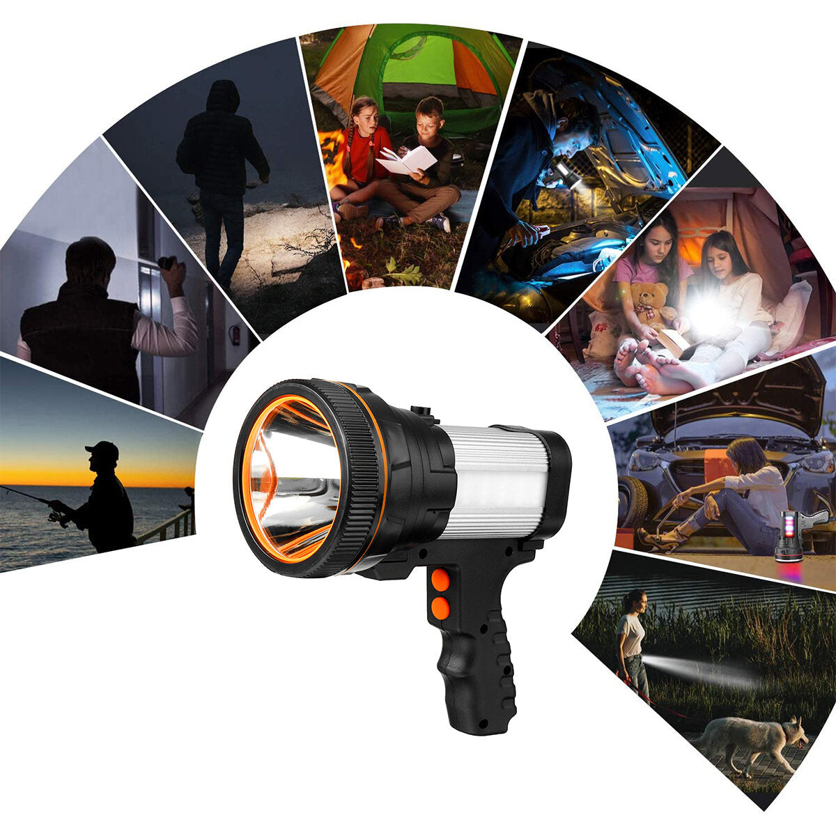Super Bright Hand-held Flashlight Searchlight With Tripod USB Rechargeable IPX4 Waterproof