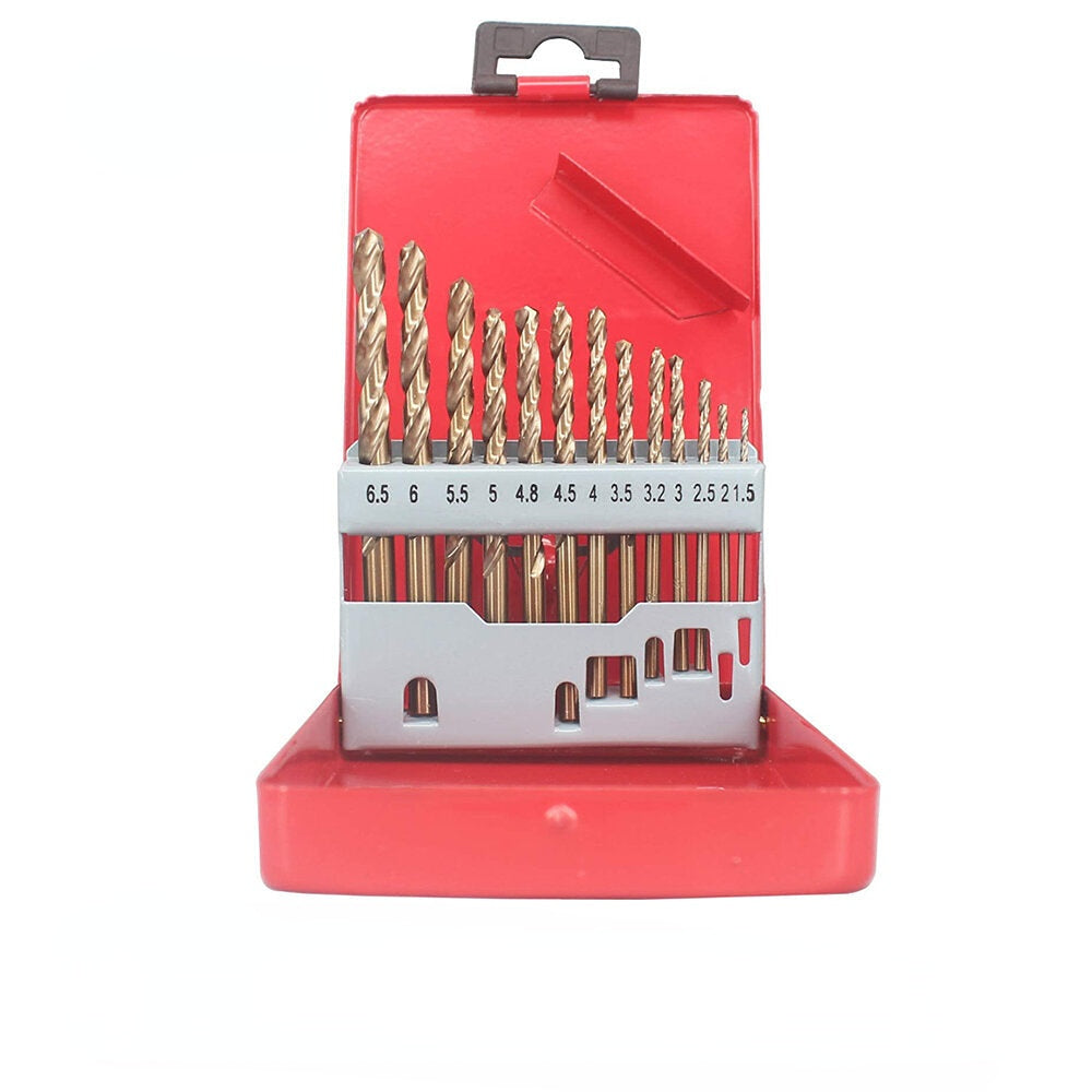 M35 Cobalt Drill Bit Set HSS-Co Jobber Length Twist Drill Bits with Metal Case for Stainless Steel Wood Metal Drilling