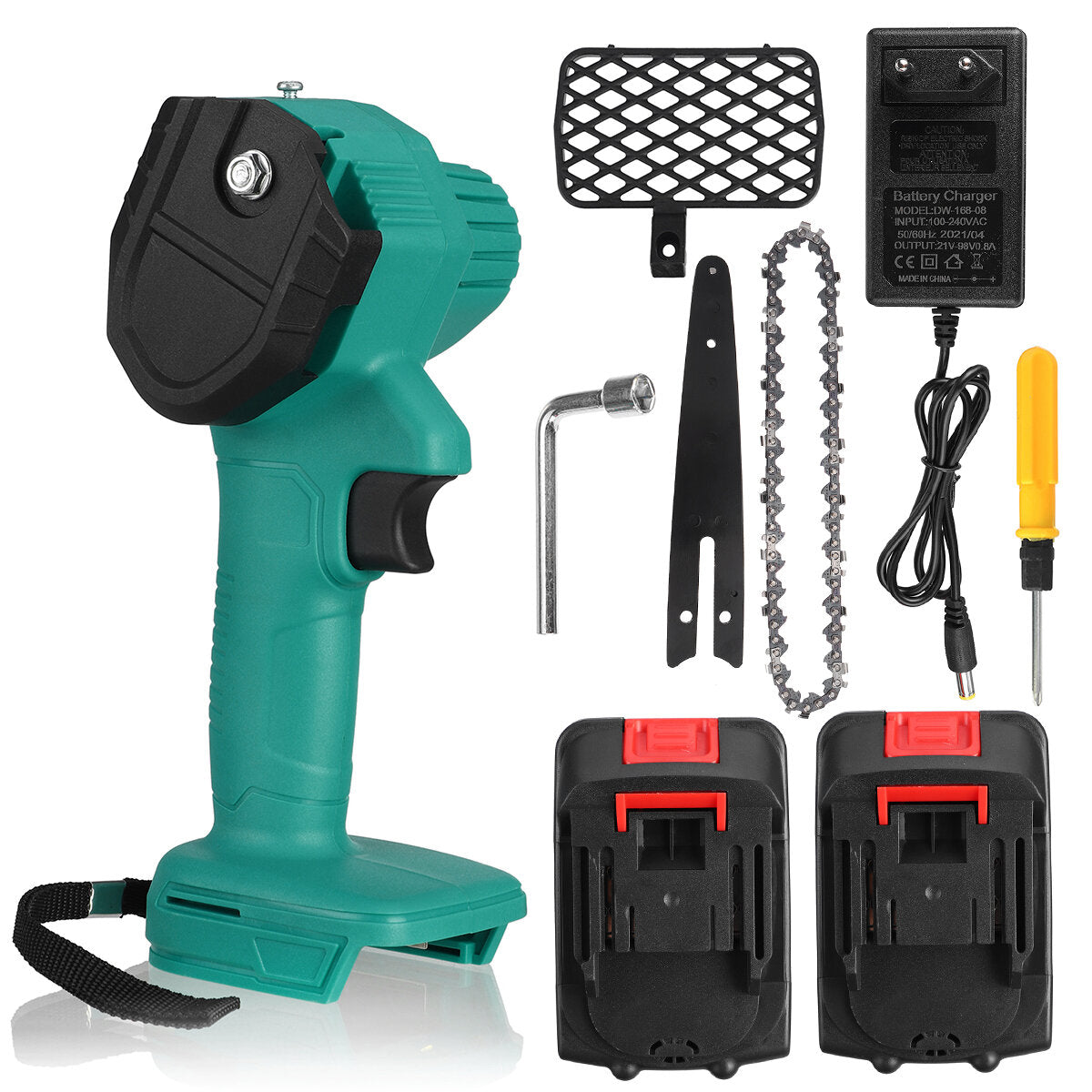 6 Inch Electric Chain Saw Portable Woodworking Tool Wood Cutter Chainsaw W/ 1/2pcs Battery