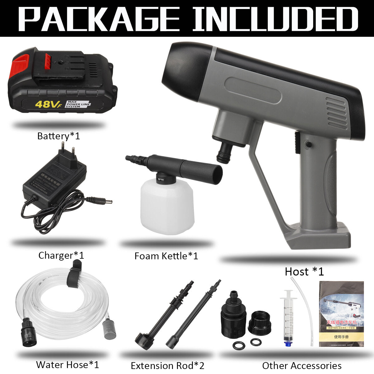 48VF/88VF/118VF Cordless High Pressure Washer Car Washing Machine Water Spray Guns Car Cleaner