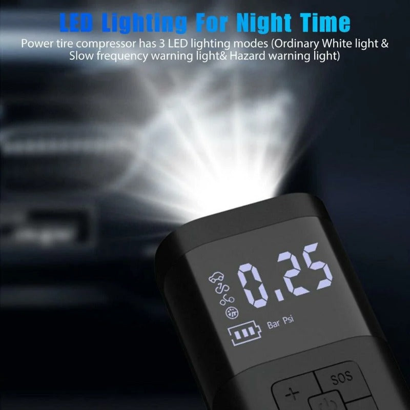 Bike Air Compressor Mini Electrical Air Pump with LED Lamp Power Bank Function Portable Wireless Tire Inflatable Pump Inflator