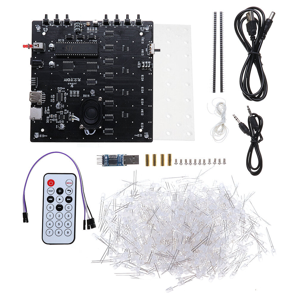 3D Light Cube Kit 8x8x8 Blue LED MP3 Music Spectrum DIY Electronic Kit
