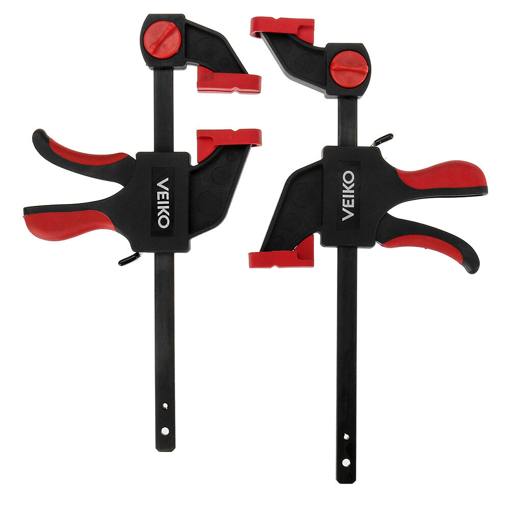 4Pcs Quick-Grip Bar Clamps 6/12 Inch, One-Handed Spreader, 100KG Load Limit, Durable Steel, Non-Slip Pads, Red