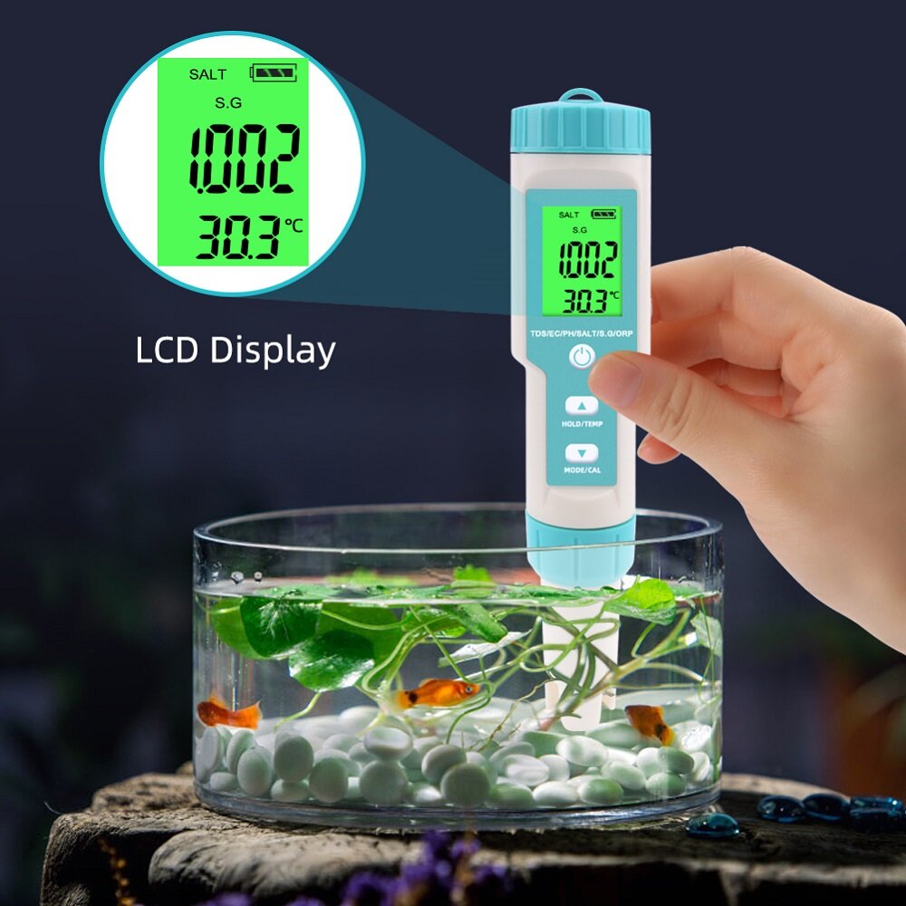 7 in 1 PH/TDS/EC/ORP/Salinity /S.G/Temperature Meter Water Quality Tester for Drinking Water Aquariums PH Meter