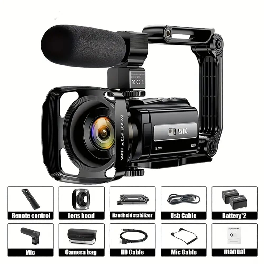 5K Ultra HD Digital Camera with 64MP, 16X Zoom, 3" Touch Screen, HDMI, WiFi Control, and Time-lapse Features