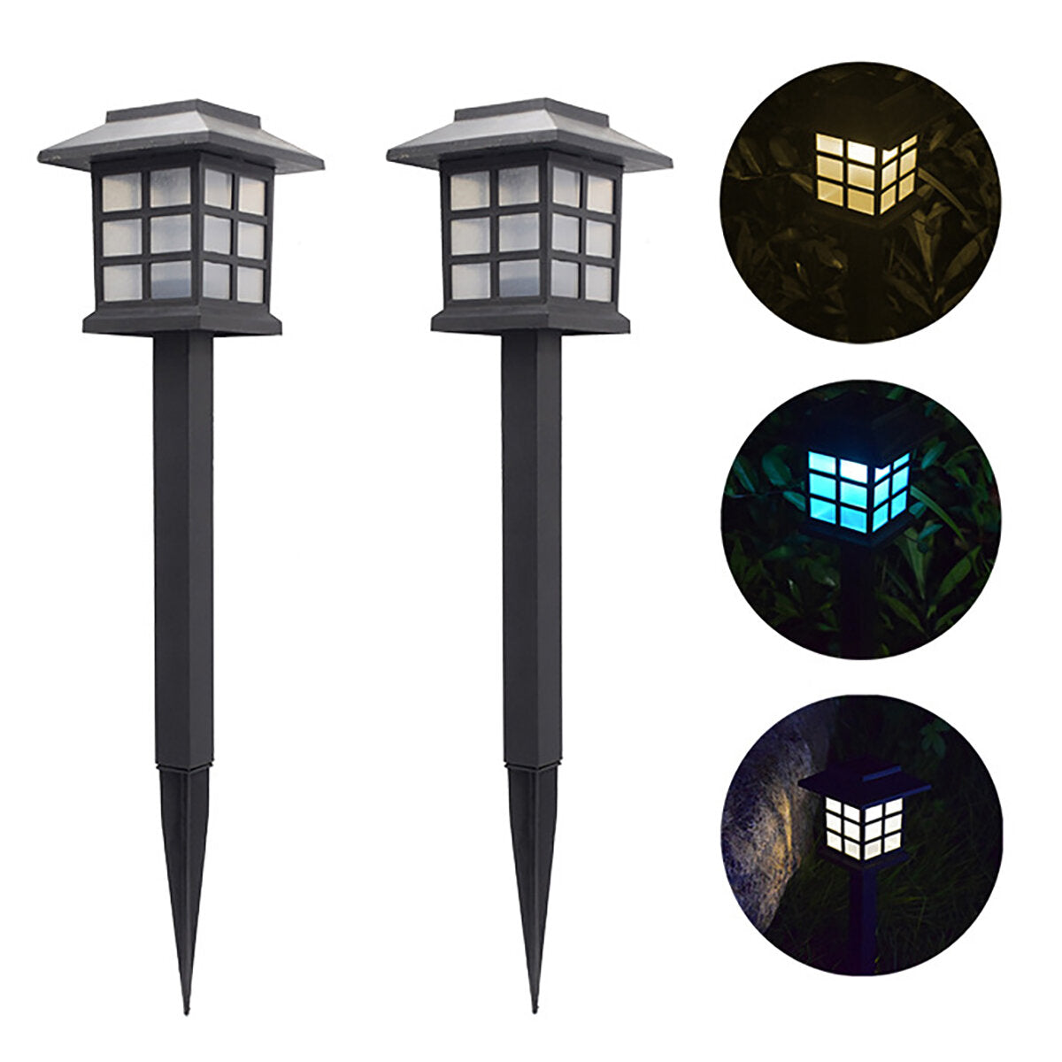 2 Pack Solar LEDLawnLights Pathway Lights Set Outdoor Yard Garden Walkway Landscape Lamp