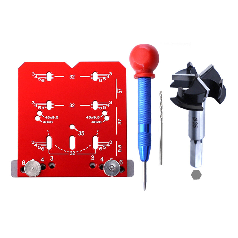 Universal Cabinet Hinge Jig for 45mm/48mm Hinges - Precise Drilling, Multiple Hole Spacing, Durable Metal, Easy Installation
