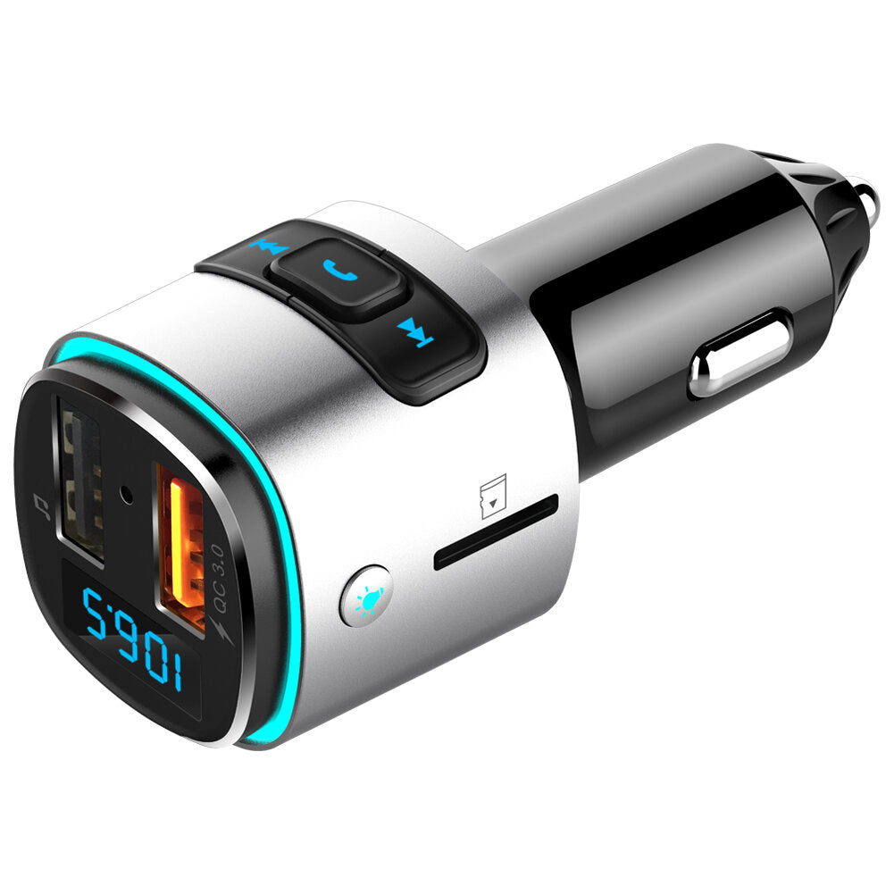 Car Bluetooth FM Transmitter QC 3.0 USB Car Charger Colorful LED Light Bluetooth Audio Adapter Music Play Hands Free Calls