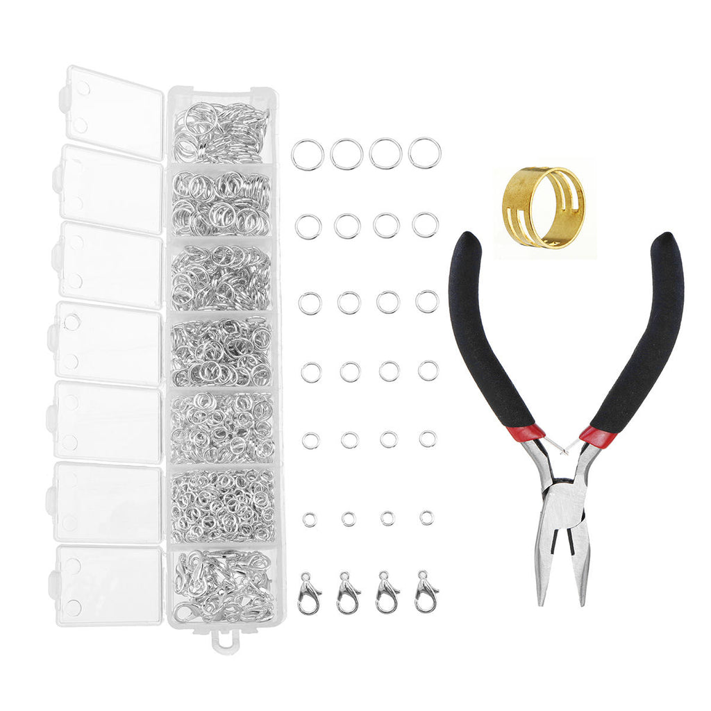 DIY Jewelry Making Findings Kit Metal Jump Rings Lobster Clasp Pliers Tool Set