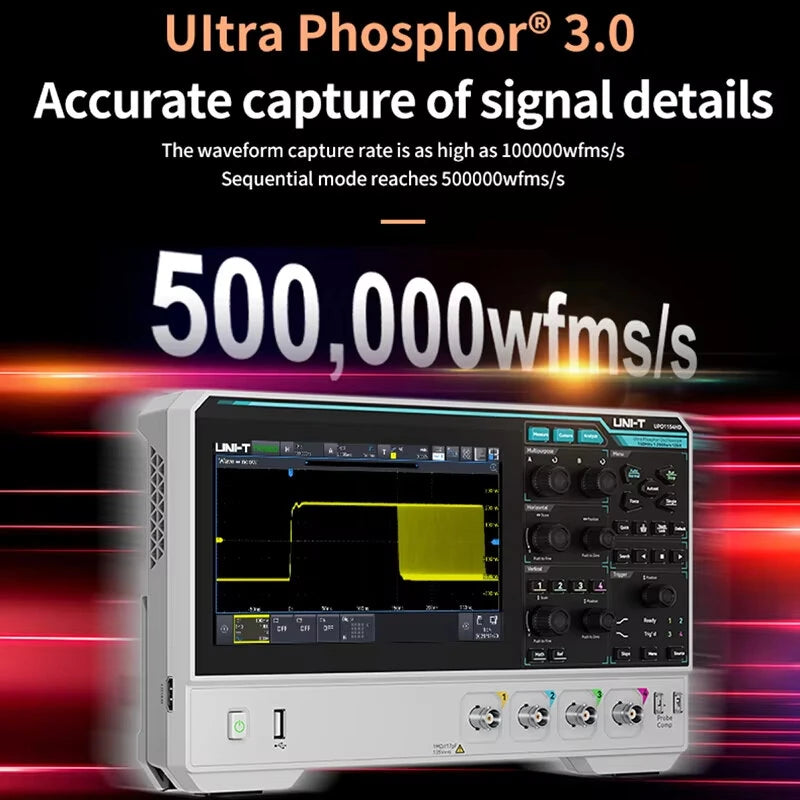 Oscilloscope 2/4 Channels 150MHz Bandwidth 12-bit ADC 1.25GSa/s Sampling Rate Large Storage Depth High-Definition Touch Screen