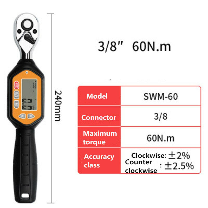 Digital Torque Wrench Electric Display Multifunction Home Car Repair High Precision LED Indicator Easy Read Anti-slip Handle