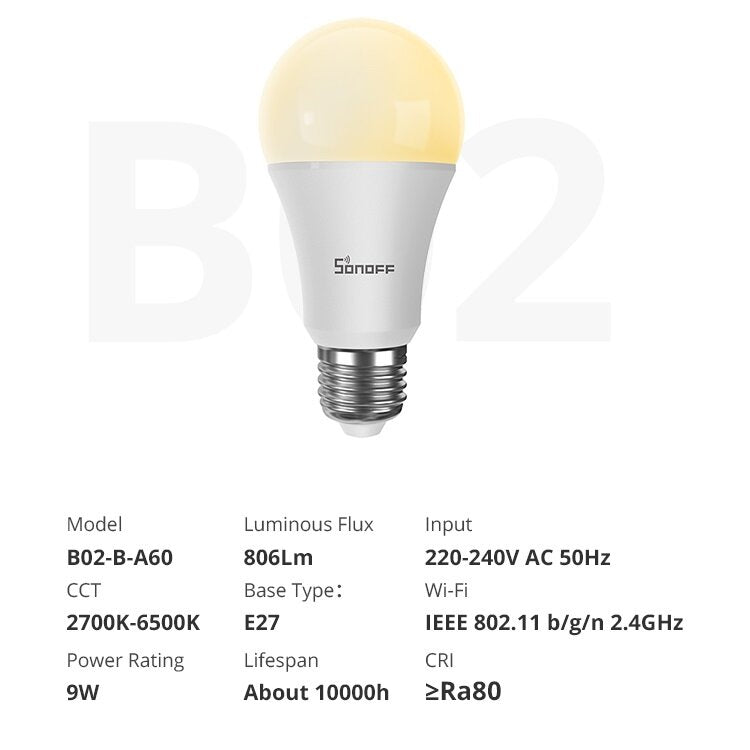 Wi-Fi Smart LED Bulb E27 LED RGB Lamp Work with Alexa/Google Home AC220-240V RGB Magic Bulb