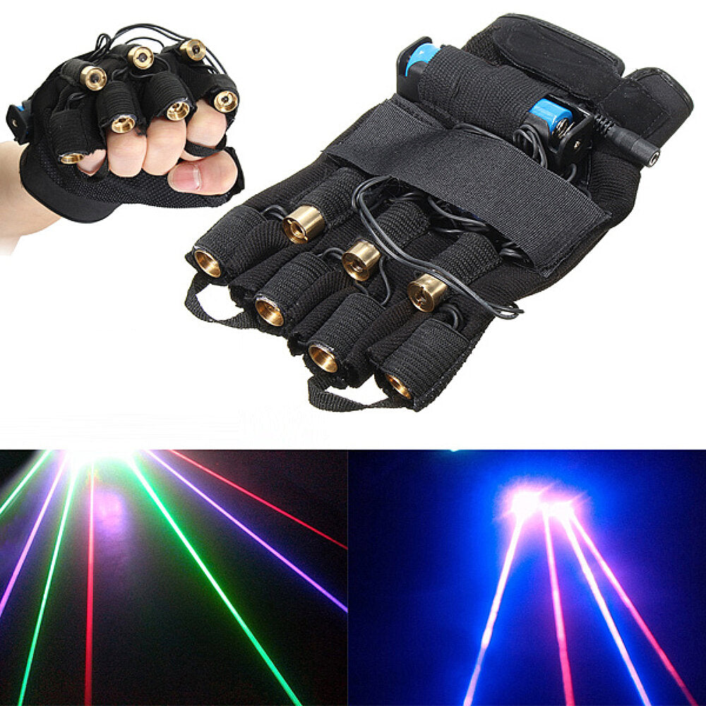 Right Hand 3 Green Light + 2 Purple Light + 2 Red Laser Gloves Stage Performance Gloves