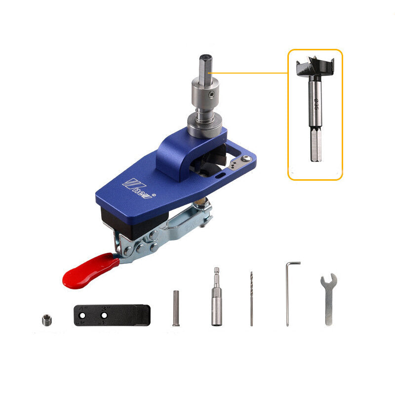 35mm Hinge Hole Opener - Durable Aluminum & Stainless Steel, Integrated Positioning, Easy to Use for Woodworking Projects