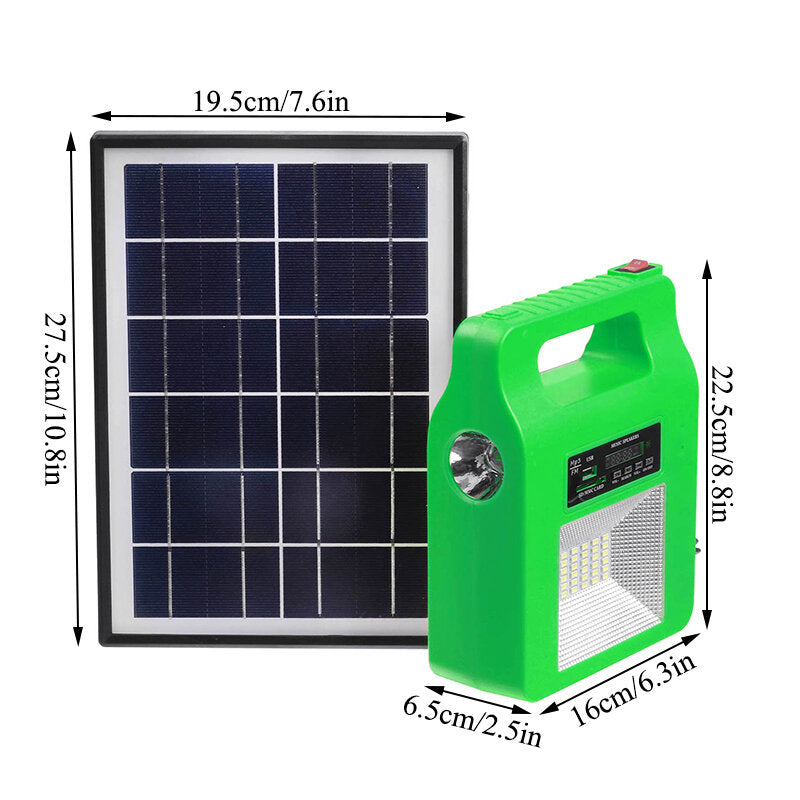 Portable bluetooth Solar Generator System Emergency LED Light Bulb Camping Radio Player+Remote Control