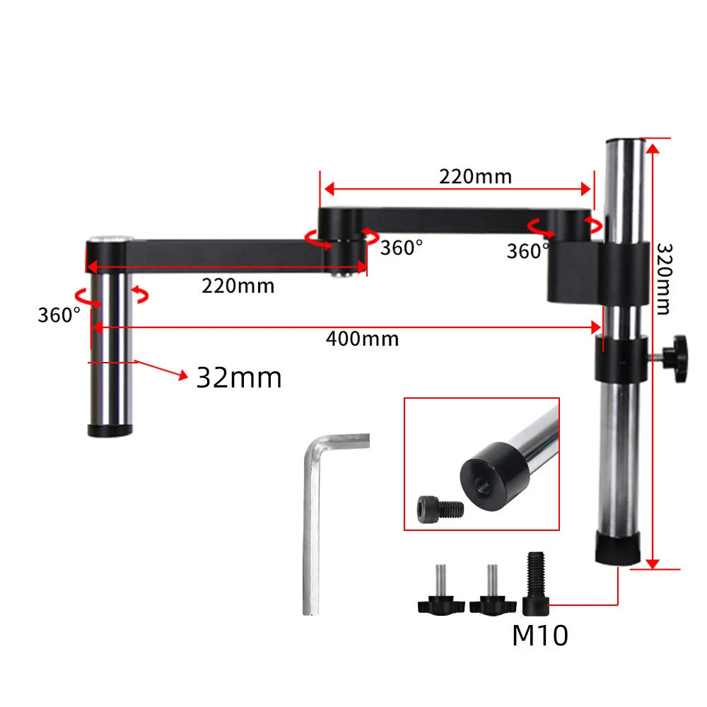 Trinocular Microscope with 360° Swivel Arm for Mobile Phone Repair and Circuit Board Soldering 2K High Definition Camera Included