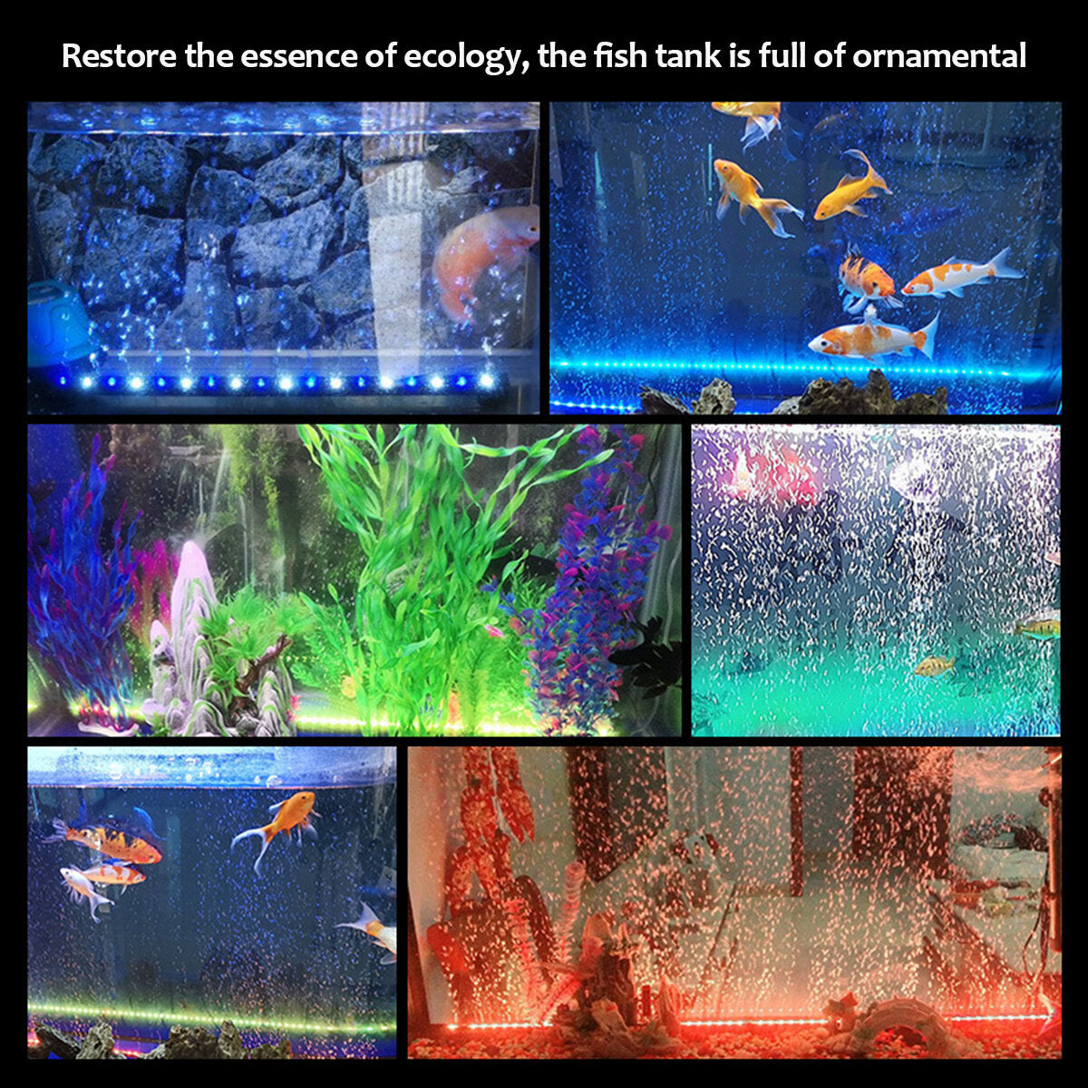 Fish Aquarium Tank Underwater Submersible RGB Color Change LED Air Bubble Light