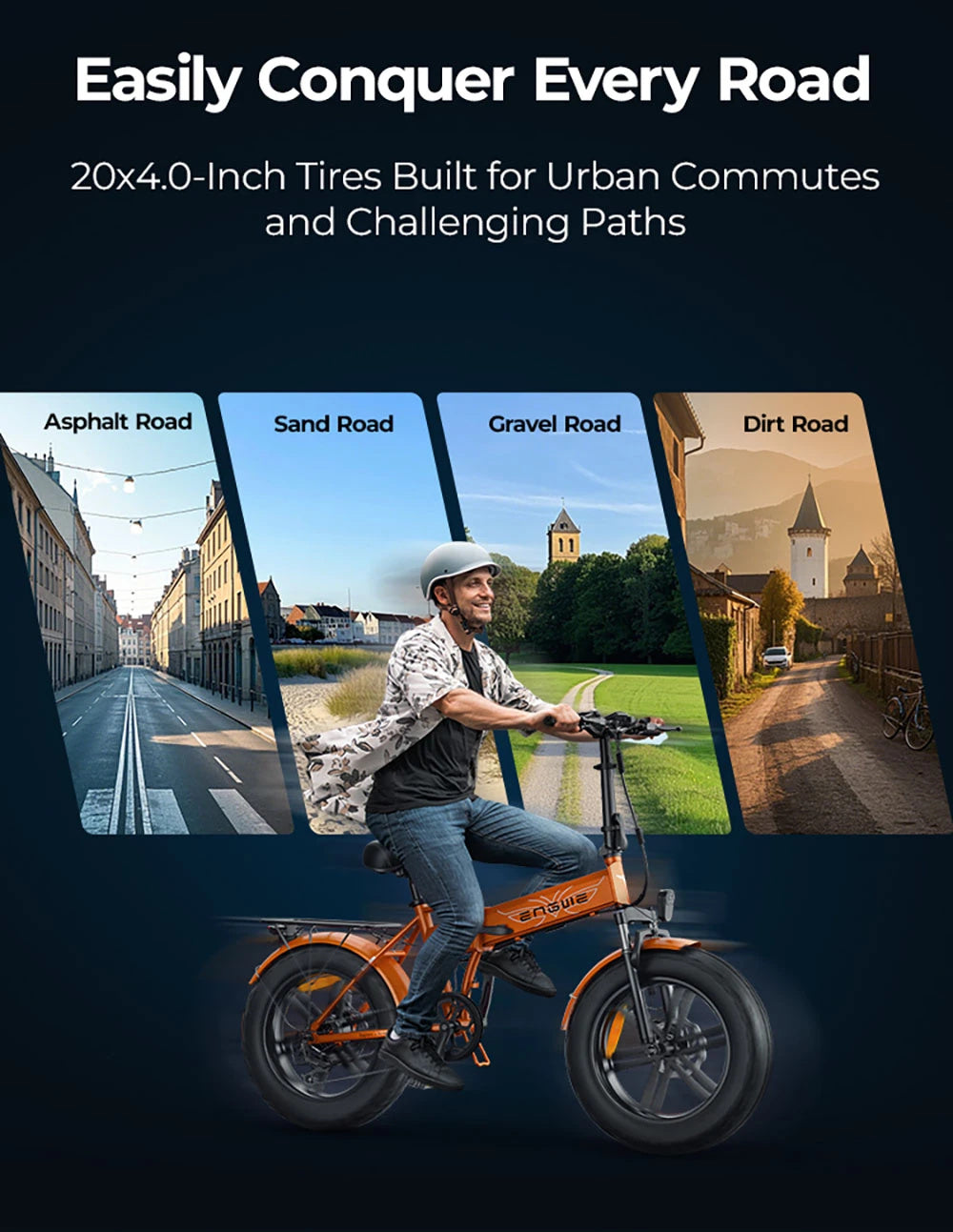 Boost 48V 13AH 250W Motor Recommended Top Speed 25KM/H 20 Inch Electric Bicycle 120KM Mileage Range Max Load 150KG ENGWE EP-2 Boost