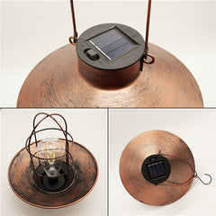Black/Bronze Retro Solar Powered  Lantern Outdoor Hanging Solar Light Vintage Lamp With Warm
