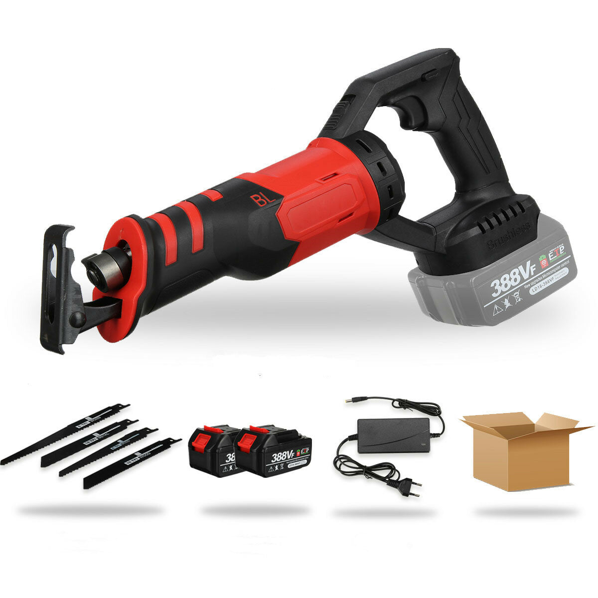 388VF 3000W Brushless Electric Reciprocating Saw Adjustable Three Orientations Modes Cutting Saw Portable Cordless Power Tools