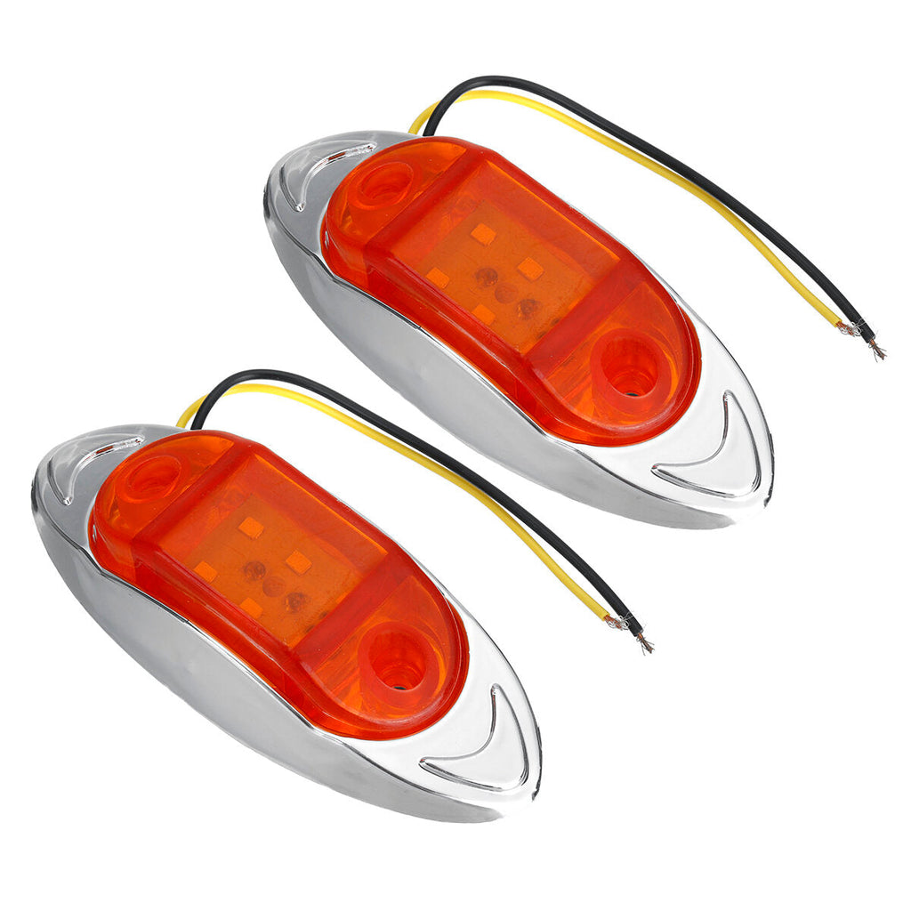 2PCS 24V 6LED Side Marker Lights Indicator Car Trailer Truck Lorry Van Lamp