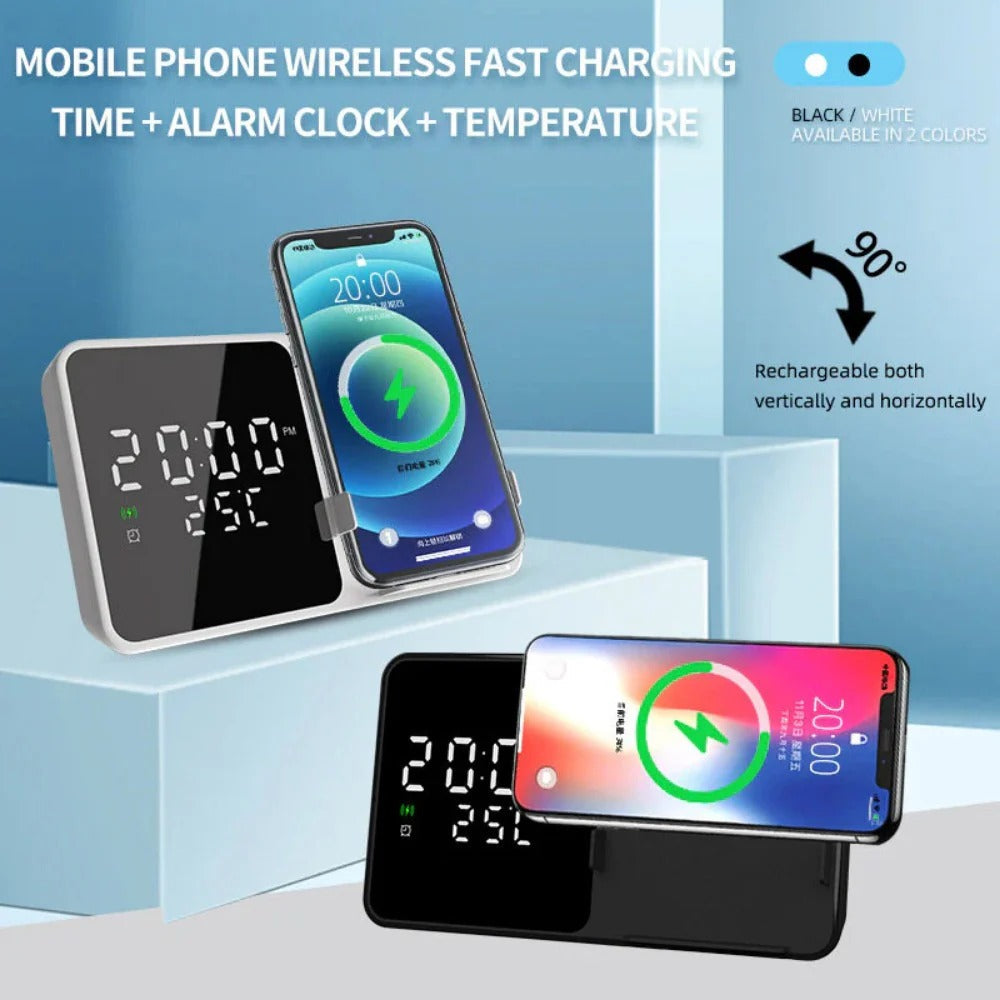 15W Wireless Charger, Fast Charge, Multiple Input Options, Compact & Lightweight, Stylish White Design
