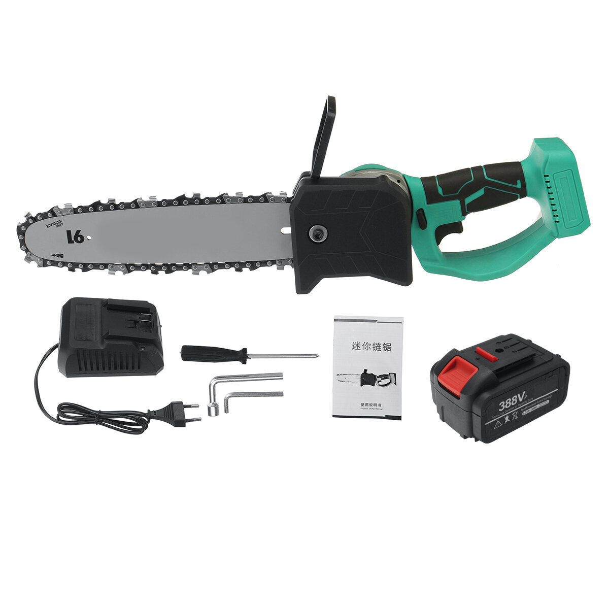388VF Electric Cordless Saw Chain Saw Woodworking W/ Battery Kit