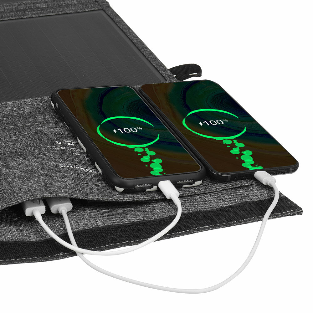 21W Solar Panel Mini Foldable Waterproof Sun Power USB QC 3.0 Charger for Hiking Camping Mobile Phones