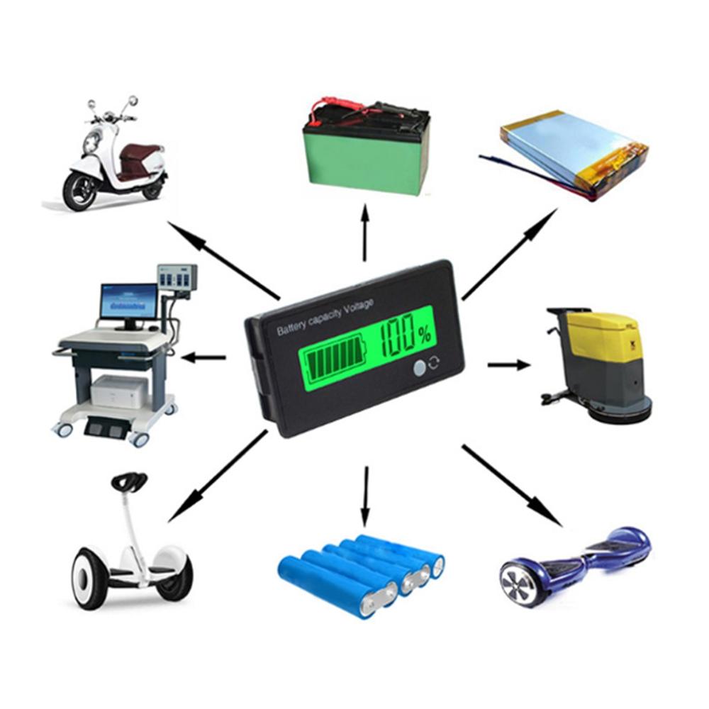 2Pcs 12V/24V/36V/48V 8-70V LCD Acid Lead Lithium Battery Capacity Indicator Board Digital Voltmeter