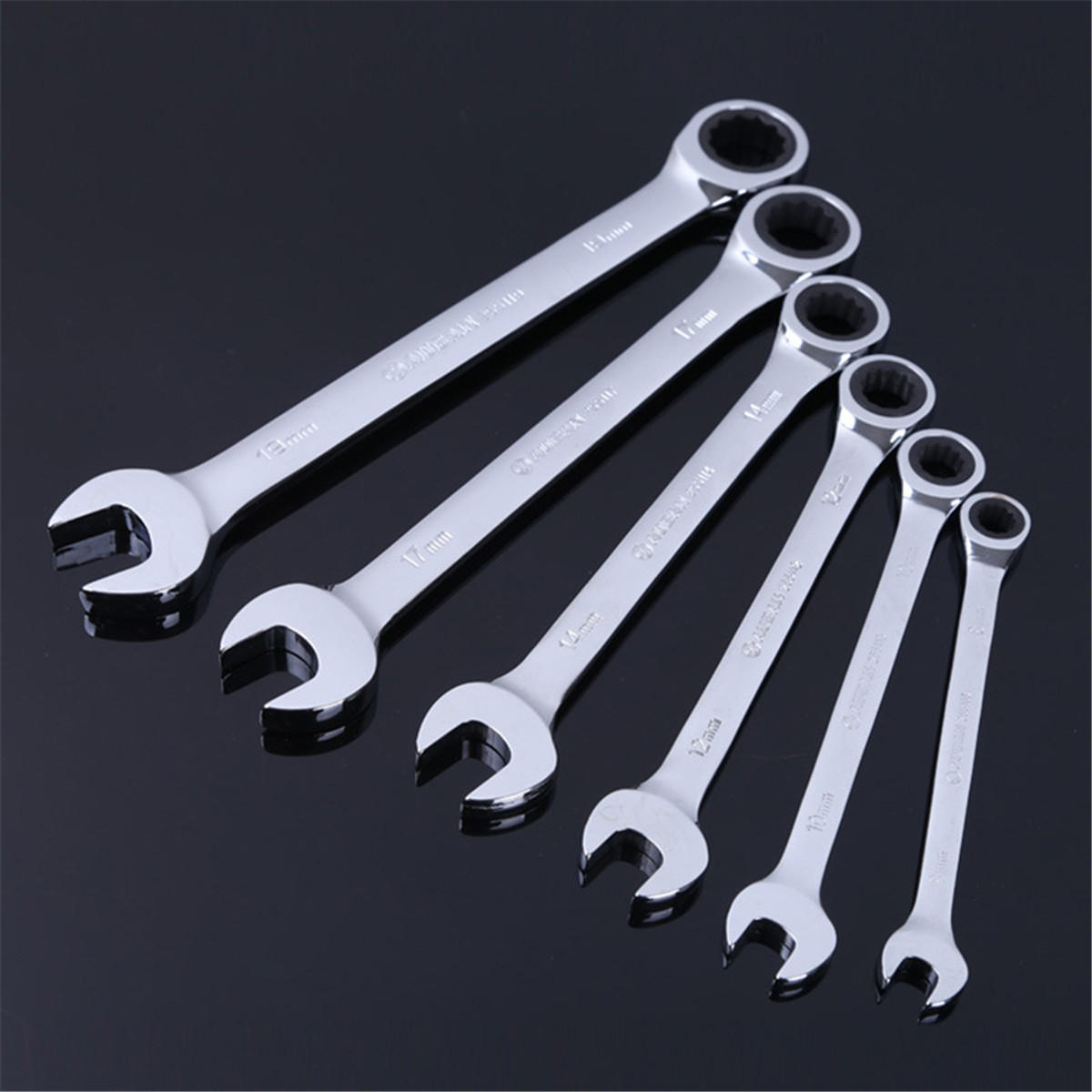 8-32mm Steel Silver Metric Spanner Open End Wrench Ratchet Ring Mechanic Tool