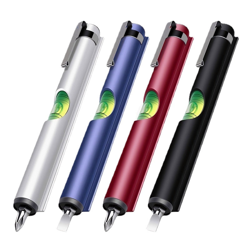 Mini Portable Pen Type Level With Hexagonal Drill Bit Screwdriver Ruler