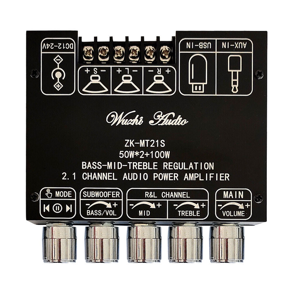 2.1 Channel Bluetooth 5.1 Subwoofer Amplifier Board Module 50WX2+100W Power Audio Stereo Amplifier Board