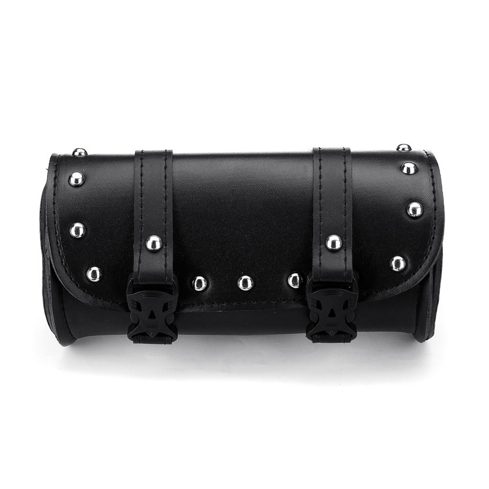 Motorcycle Front Fork Tool Saddlebags Pouch Luggage Black Leather