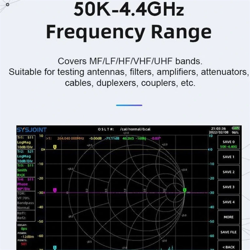 50KHz-4400MHz Vector Network Analyzer 7 inch Touch Screen 100db Dynamic NanoVNA Vector Network Analyzer