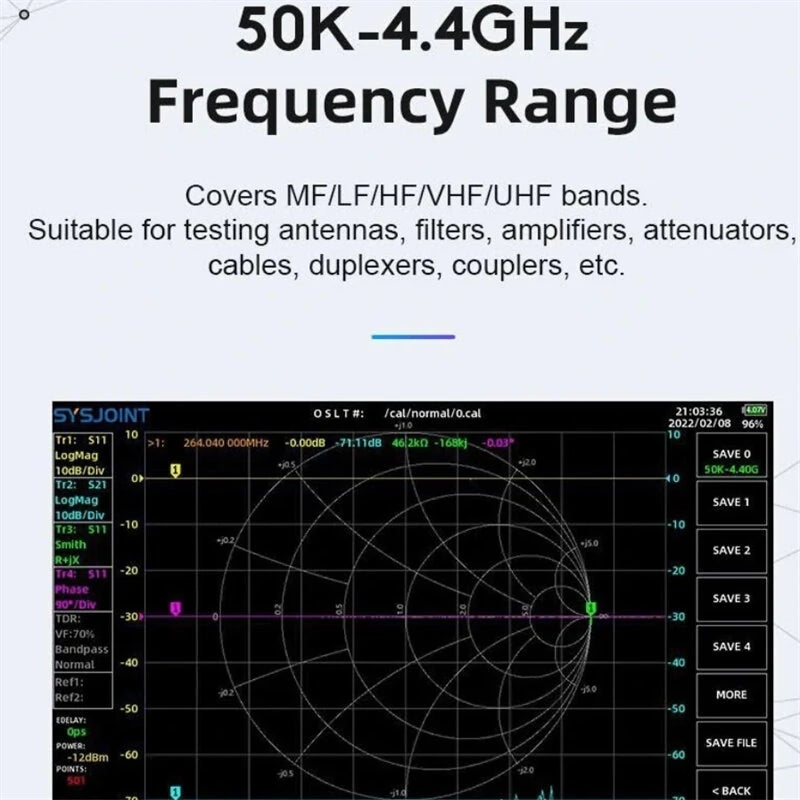 50KHz-4400MHz Vector Network Analyzer 7 inch Touch Screen 100db Dynamic NanoVNA Vector Network Analyzer