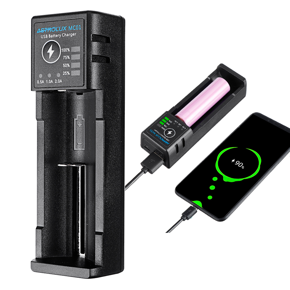 2 in1 USB Charging Mini Battery Charger Portable Mobile Phone Power Bank Current Optional Charger For 18650 21700 26650 14500 Li-ion Battery