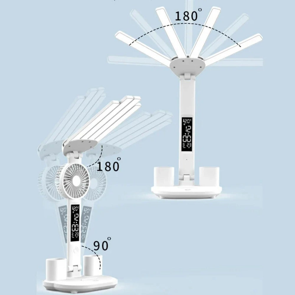 Multifunctional Desk Clock with LED Lamp, Eye Protection, Intelligent Display, Touch Control, 3 Light Modes, Stepless Dimming