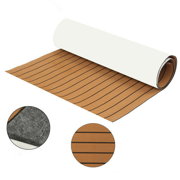 89x230cmx6mm Dark Brown With Black Lines Boat EVA Foam Faux Teak Decking Sheet