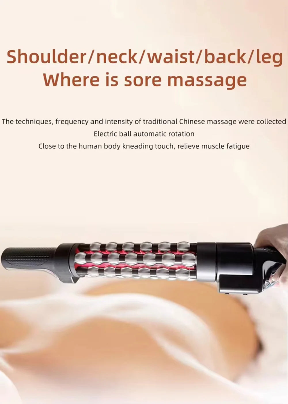 Electric Rotating Massager for Whole Body Relaxation, Vibration Therapy, 100-240V, Multi-Temperature Control, ABS & Steel