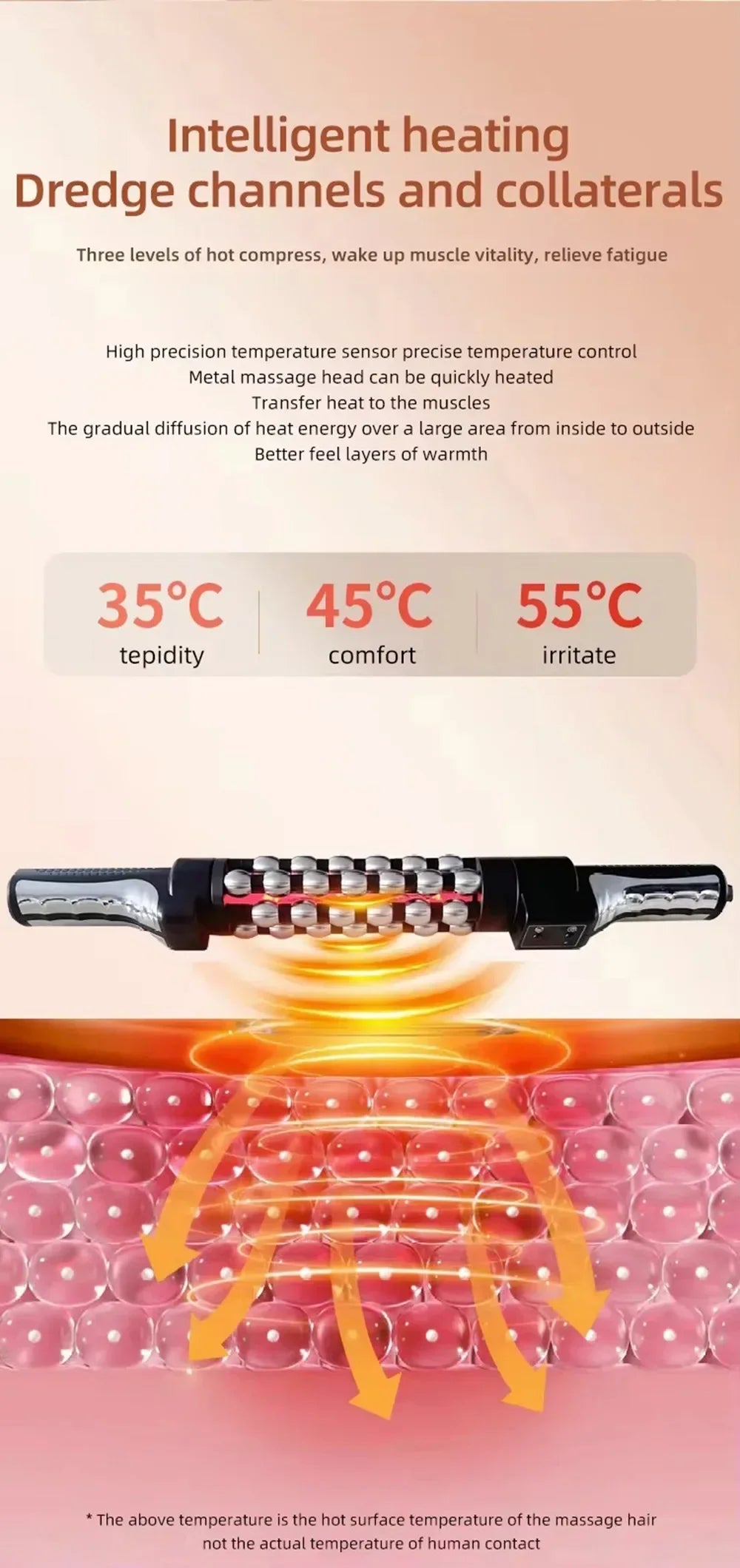 Electric Rotating Massager for Whole Body Relaxation, Vibration Therapy, 100-240V, Multi-Temperature Control, ABS & Steel