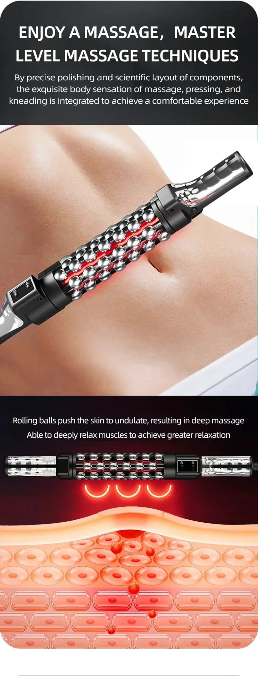 Electric Rotating Massager for Whole Body Relaxation, Vibration Therapy, 100-240V, Multi-Temperature Control, ABS & Steel