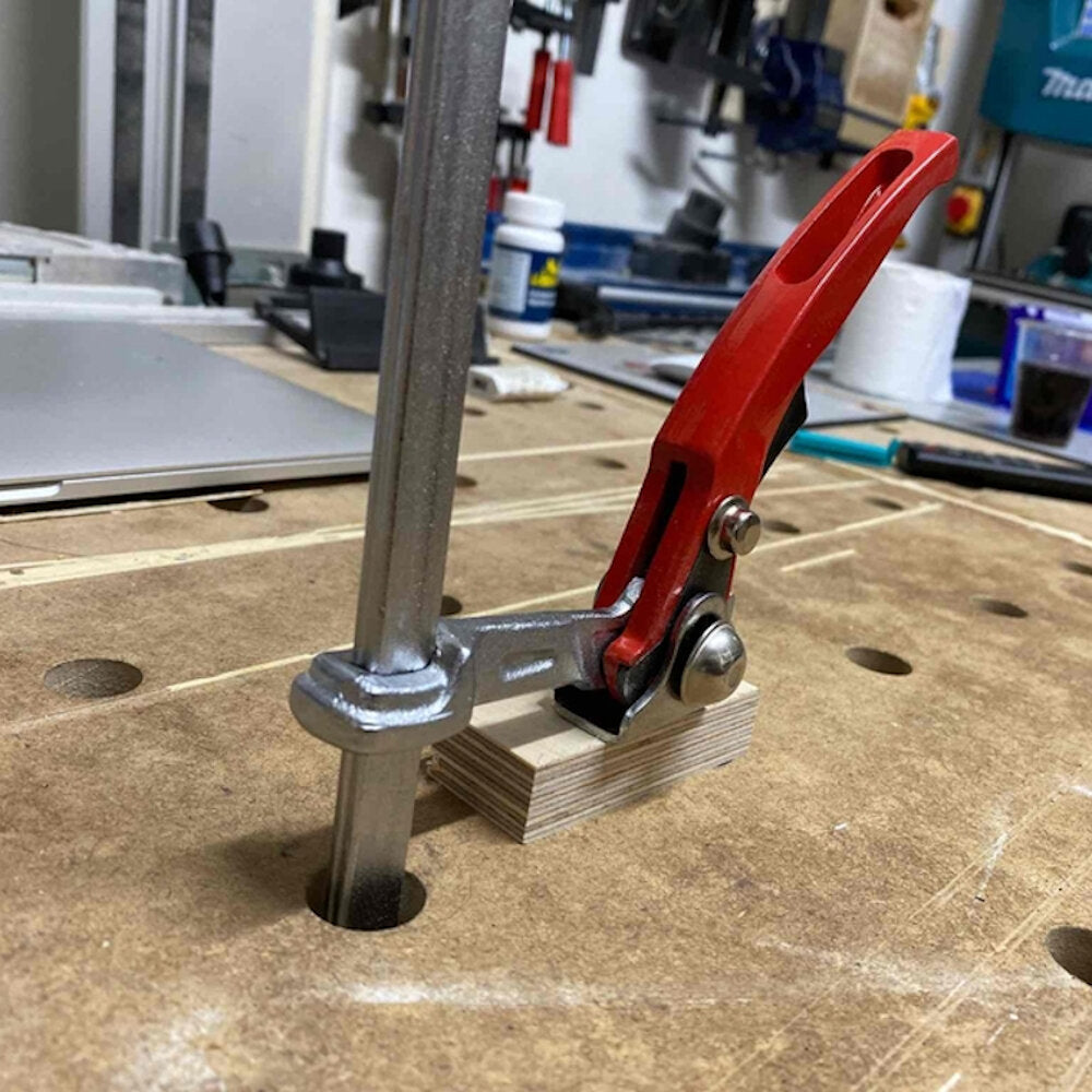 Forging Rail F Clamp - Quick Fixation Tool for MFT Table & Guide Rails - Metal, Red/Silver, Ideal for Woodworking DIY
