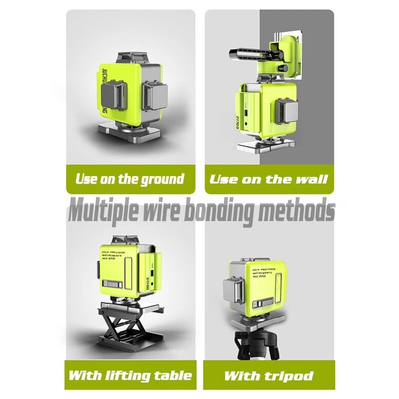 8/12/16 Line 4D Green Light Digital Laser levels Self Leveling 360 Rotary Measuring Tools with 2 Battery